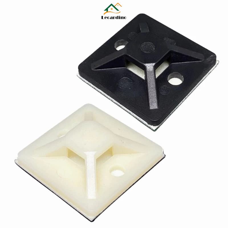 Fixador Auto Adesivo 30x30-20x20mm Para Abraçadeiras Organizador de Cabos e Fios com Adesivo Dupla Face  - 100 un