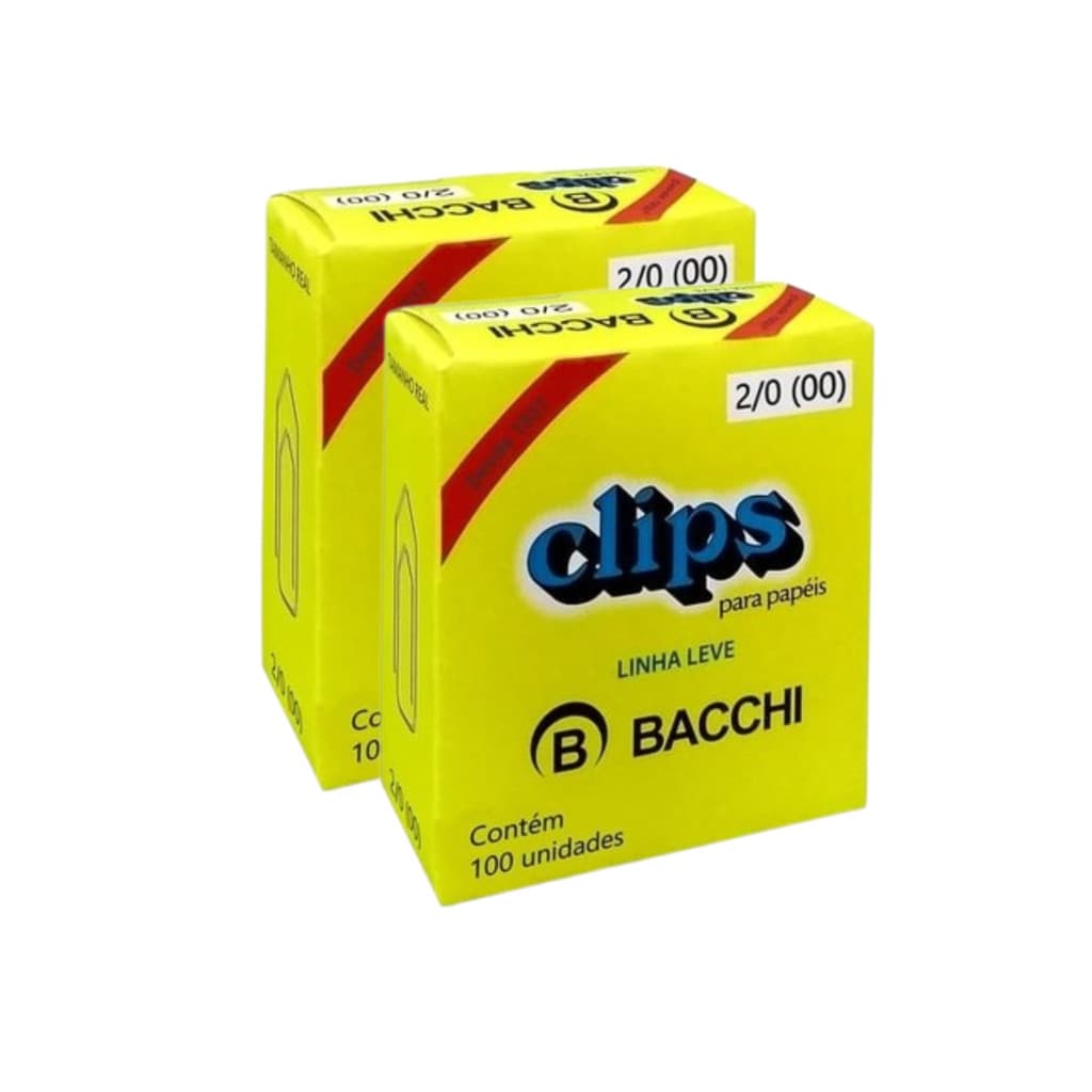 Kit 2 Caixa c/100 clips galvanizados 2/0 (00) clipes bacchi