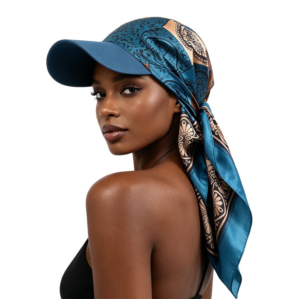 Moda lenço de seda lenço de seda impresso lenço quadrado chapéu ao ar livre guarda-sol protetor solar atado boné impress