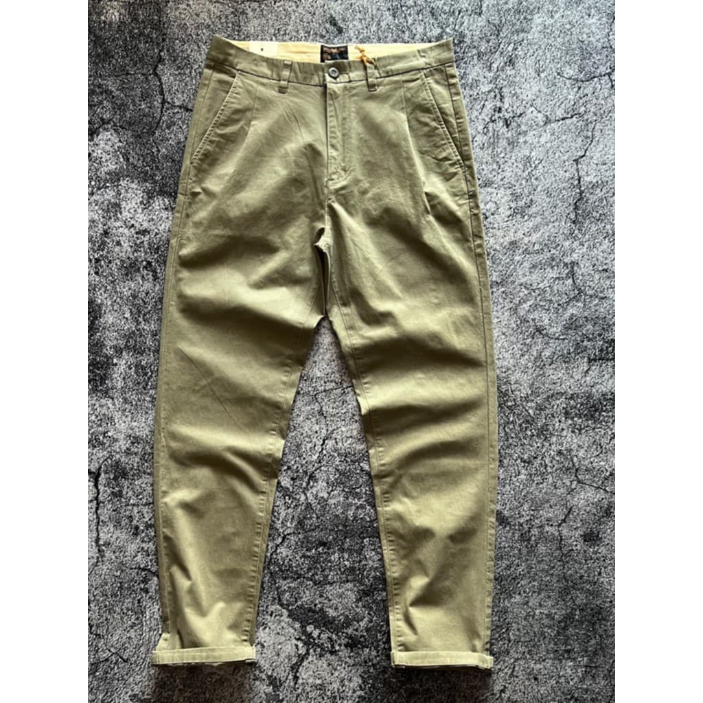 Micro-Stretch angustiado americano Casual Retro Ami cáqui pequeno macacão reto calças primavera outono masculino básico