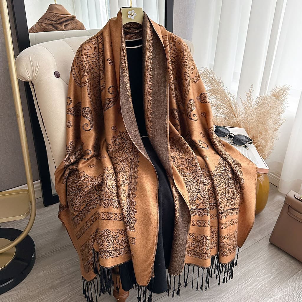 Novo estilo caju porca impressão outono inverno dupla face imitação Cashmere cachecol inverno High-End quente xale femin