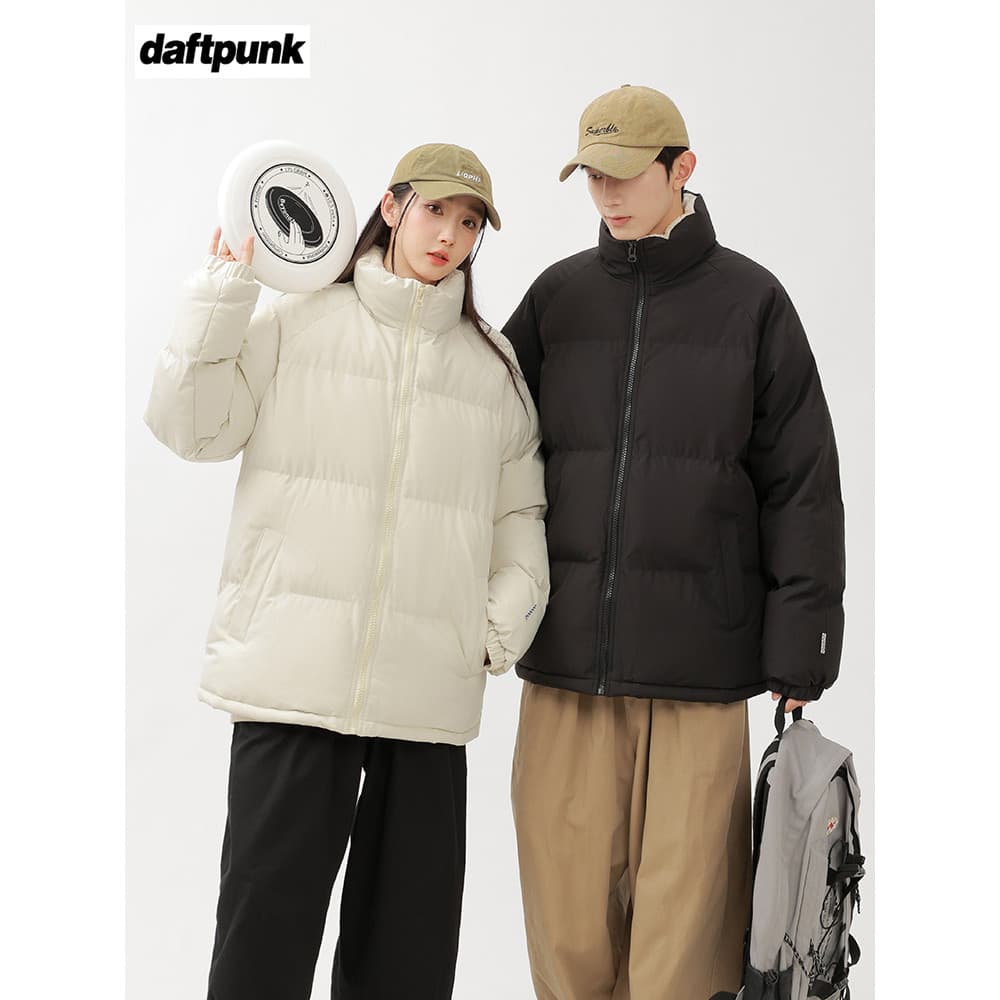 Jaqueta masculina acolchoada de algodão com gola alta, roupas de inverno estilo casal, outono inverno, torta de lã de co