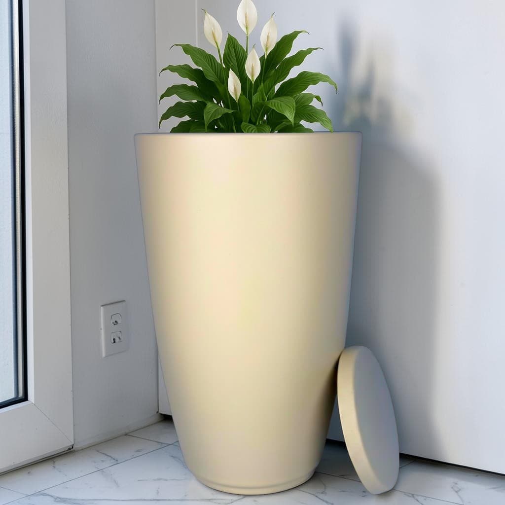 Vaso Decorativo Coluna Bojo 55x33 com Prato Coletor para Jardim, Varanda e Sala