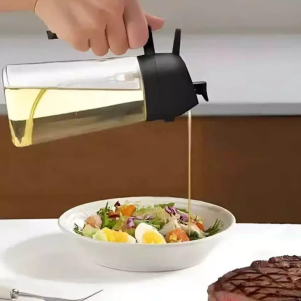 Borrifador Spray e Dosador de Azeite Óleo Vinagre 2 em 1 470ml com Filtro Anti Entupimento para Cozinha