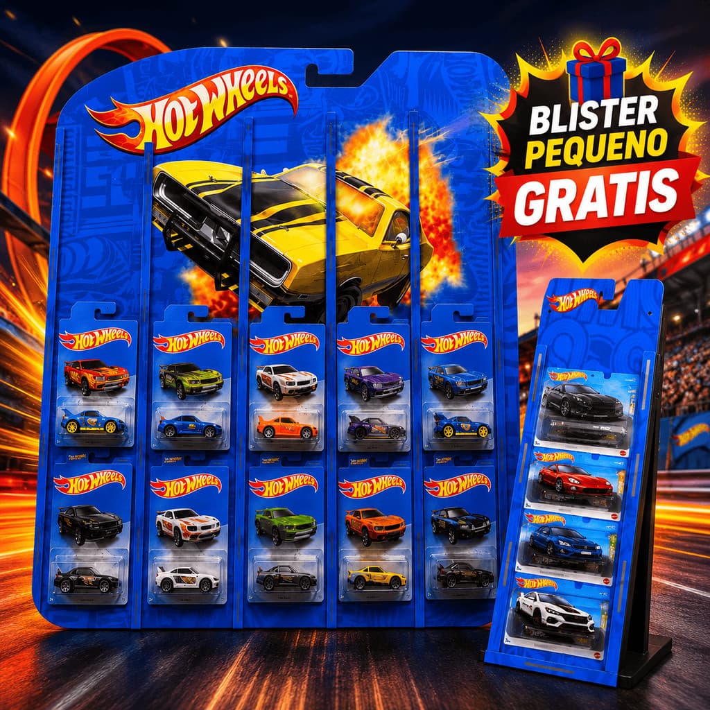 Porta Blister Coleção Miniaturas 50 Carrinhos MDF + Brinde