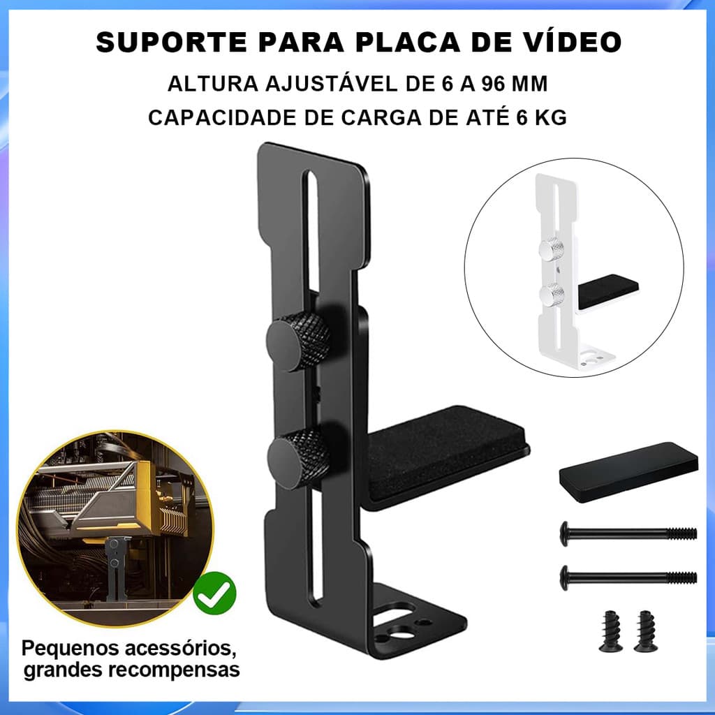 Suporte de placa gráfica durável com parafusos de Metal e juntas antiderrapantes evita queda de Gra