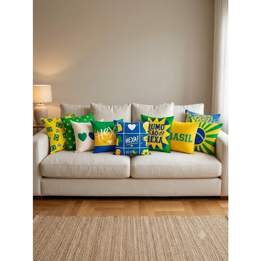 Kit 4 Capas de Almofada Brasil Copa Torcida