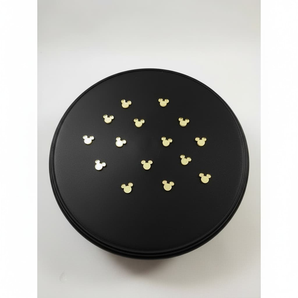 Aplique Mickey em Acrílico Espelhado Dourado - 1cm - Kit com 10 Unidades.
