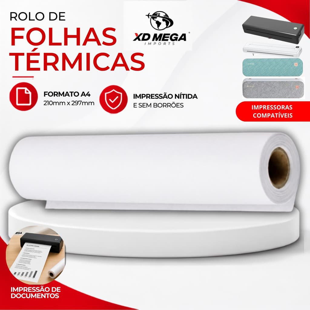 Papel Térmico Impressora Peripage A40 A4 21x30 - 1 Rolo folha a4 térmica