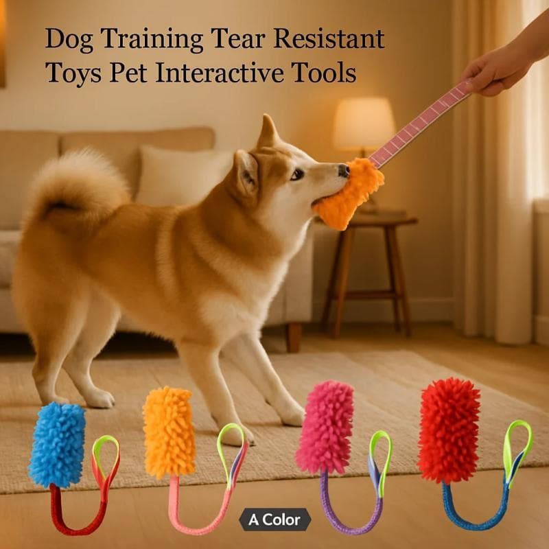 Brinquedo de Mastigar de Pelúcia Macia com Corda e Alça Resistente, Brinquedos Duráveis para Cães com Mordida Agressiva,