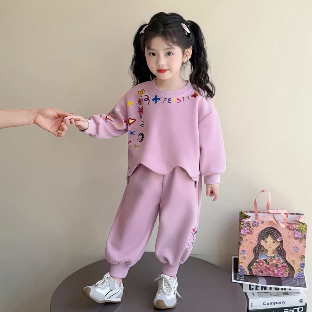 Crianças crianças roupas meninas roupas terno primavera outono 2026 novo estilo moda crianças bebê moda Casual moletom d