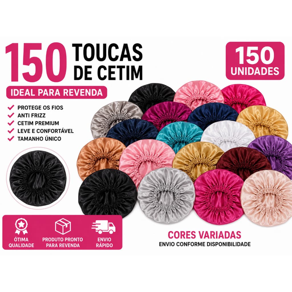 Kit 150 toucas de cetim Antifrizz /Escolha a cor |envio imediato