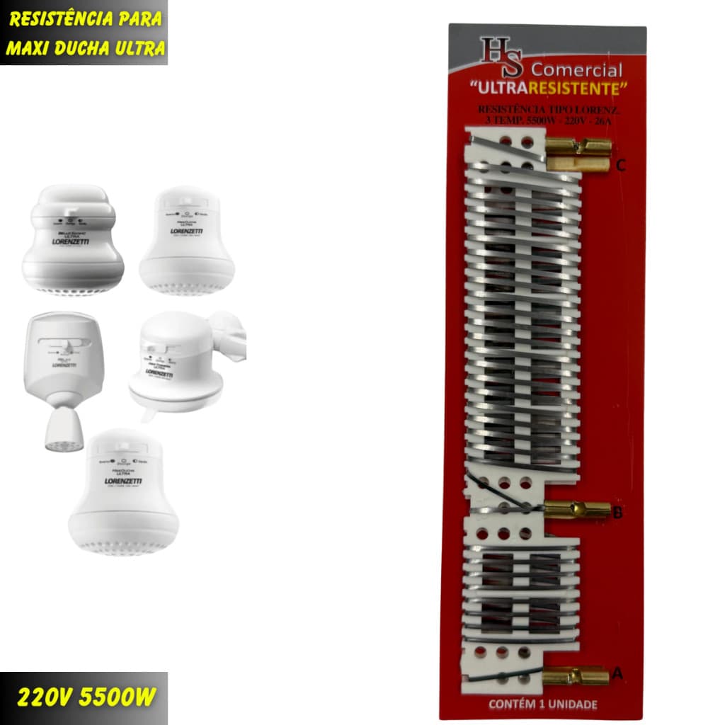 Resistência Ultra Resistente Lorenzetti Maxi Banho e Maxi Ducha Ultra 3T 5500W 220V