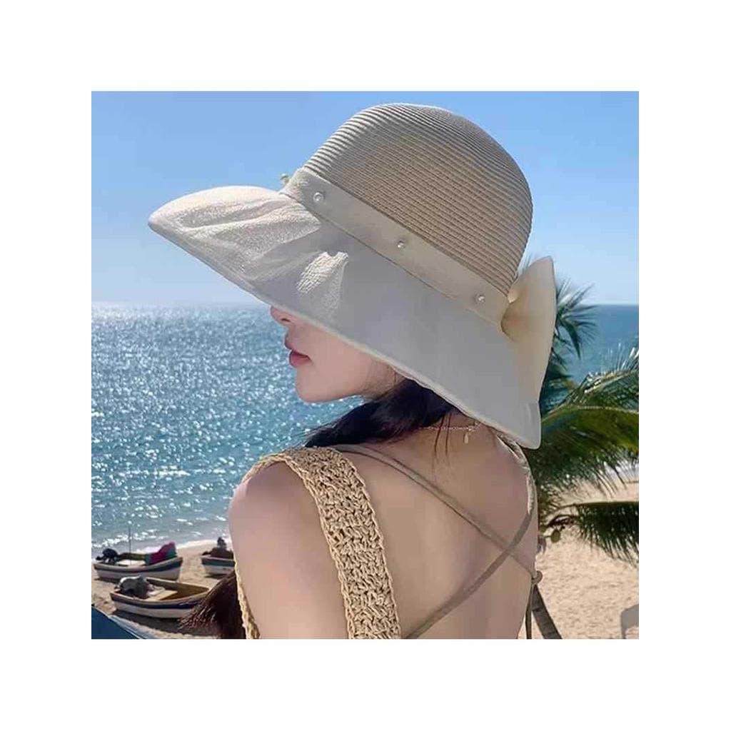 Taizhou Wenling Chapéu Feminino Protetor Solar Chapéu de Sol Verão à beira-mar Viagem Praia Chapéu de Sol Nó de Gaze