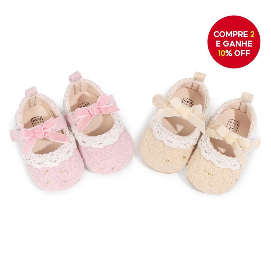 Sapatos de Bebê Menina com Solado Macio para Primeiros Passos, Laço, 0-15 Meses