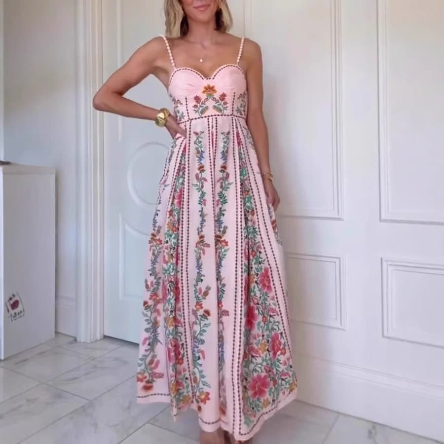 Vestido de Alça Estampado da Nova Moda 2026, Roupas de Verão Femininas, Senhoras UCER