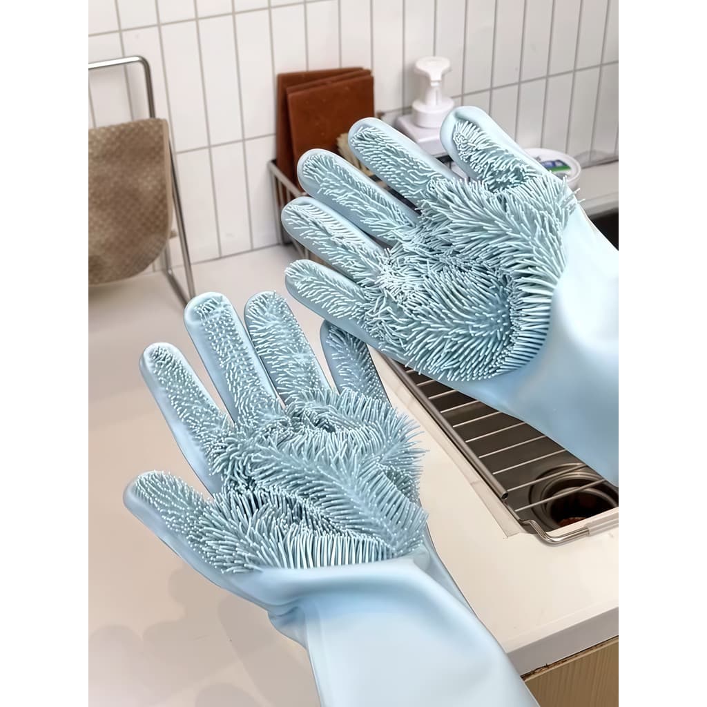 Escova luvas trabalho doméstico lavar louça cozinha durável multifuncional à prova dwaterproof água Silicone preguiçoso