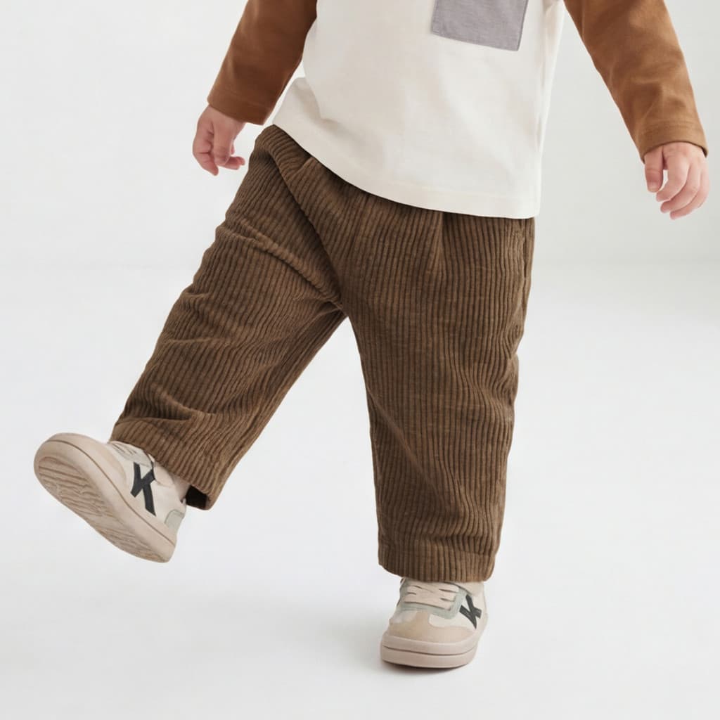 2026 primavera novo estilo bebê Retro veludo calças de perna larga primavera outono moda meninos soltos calças casuais