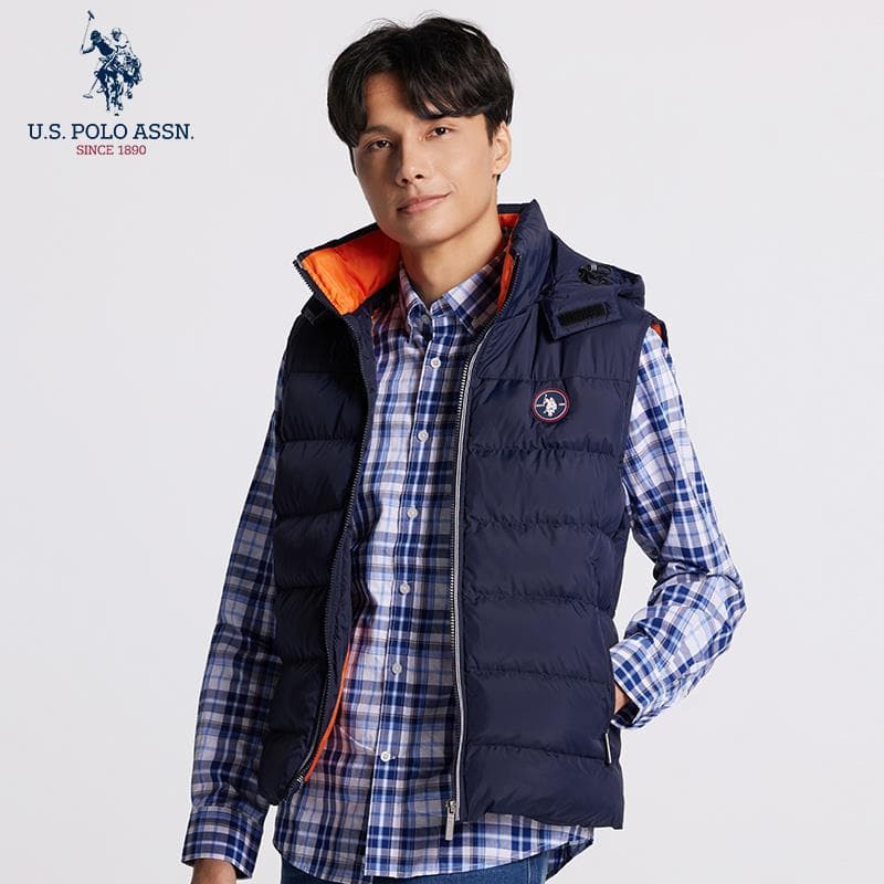 Uspoloassn moda contraste cor colete masculino outono inverno quente acolchoado colete jaqueta colete exterior Wear
