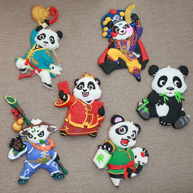 Sichuan Drama rosto-mudança Panda geladeira adesivos tesouro nacional tridimensional Cultural criativo adesivos magnétic