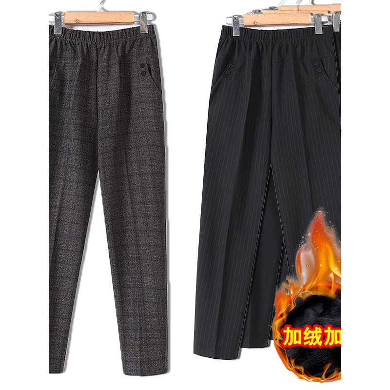 Novo produto calças inverno forro de lã espessamento meia-idade mulheres idosas calças de cintura elástica Casual cintur