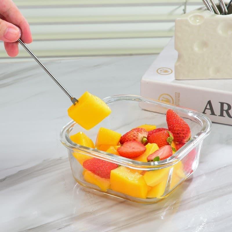 Conjunto de garfo de frutas e frutas, sobremesa doméstica, bolo, garfo pequeno, tanque de armazenamento, segurança infan