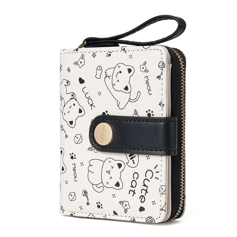 Carteira de Meninas Gato Fofo, Porta-Cartões de Estudante/Banco, Bolsa de Dinheiro, Carteiras com Zíper para Mulheres, A