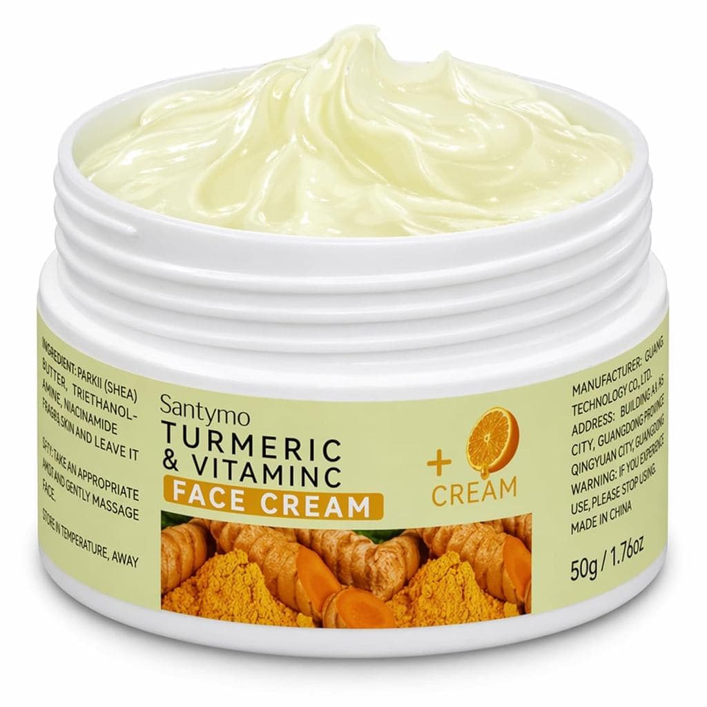 Creme Facial Orgânico de Cúrcuma - Hidratante Leve, Creme Facial Antienvelhecimento e Iluminador, Suaviza os Poros e Ali