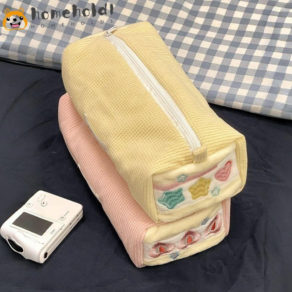 Bolsa Para Caneta HOMEUVOE , De Papelaria Bordada De Veludo , Lápis Multifuncional De Grande Capacidade