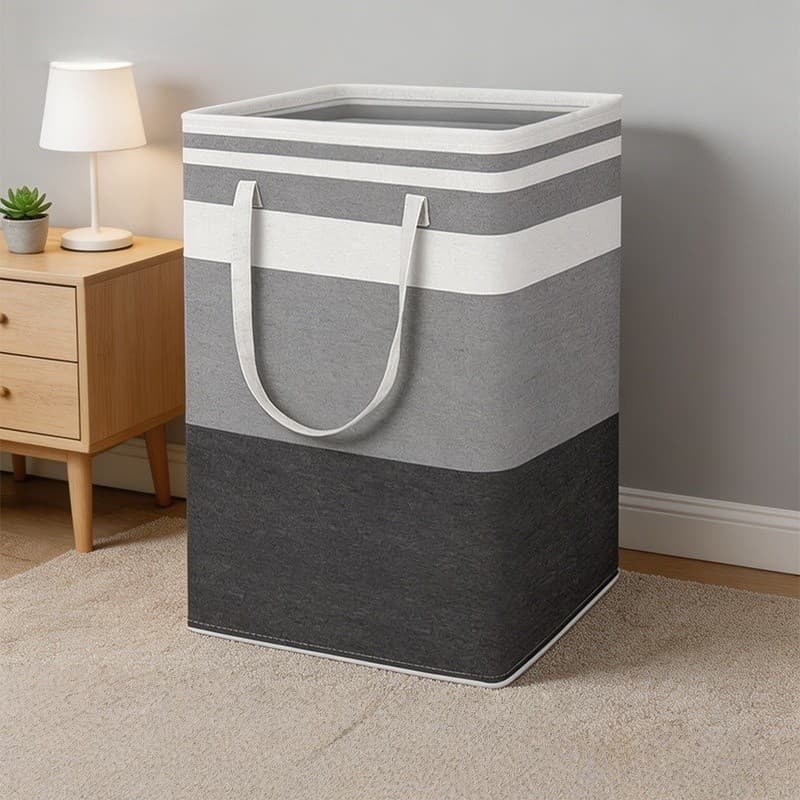 Organizador De Roupa Suja Cesto Grande 75L Tecido Dobrável Com Alça Prático