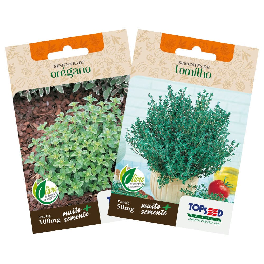Kit Sementes Orégano + Tomilho para Horta e Vaso TopSeed