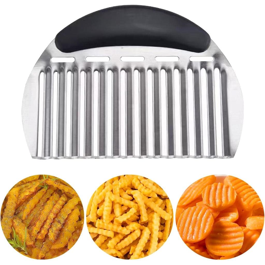 Cortador de Batatas Fritas Onduladas Grande JAYVAR, Fatiador de Batatas Onduladas, Cortador Ondulado de Aço Inoxidável c