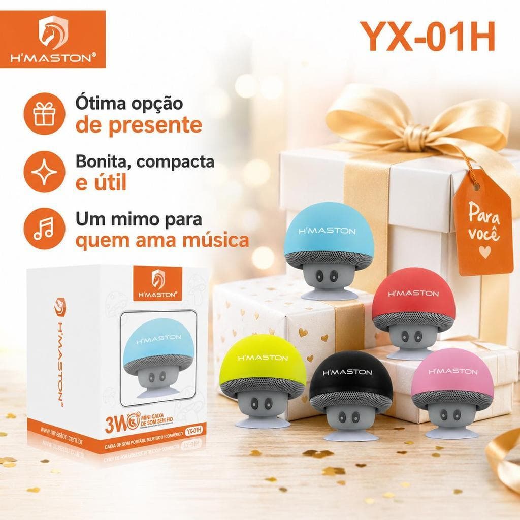 Mini Caixa de Som Bluetooth H'MASTON YX-01H 3W Portátil Recarregável 6 Cores