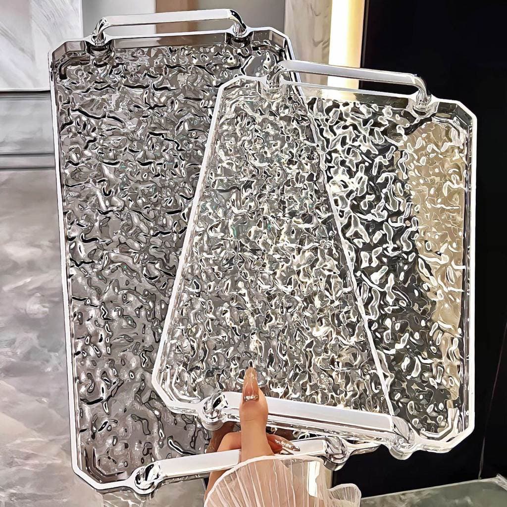 Bandeja de chá luz luxo High-End 2023 novo estilo copo de água bandeja retangular casa transparente salão de beleza sala
