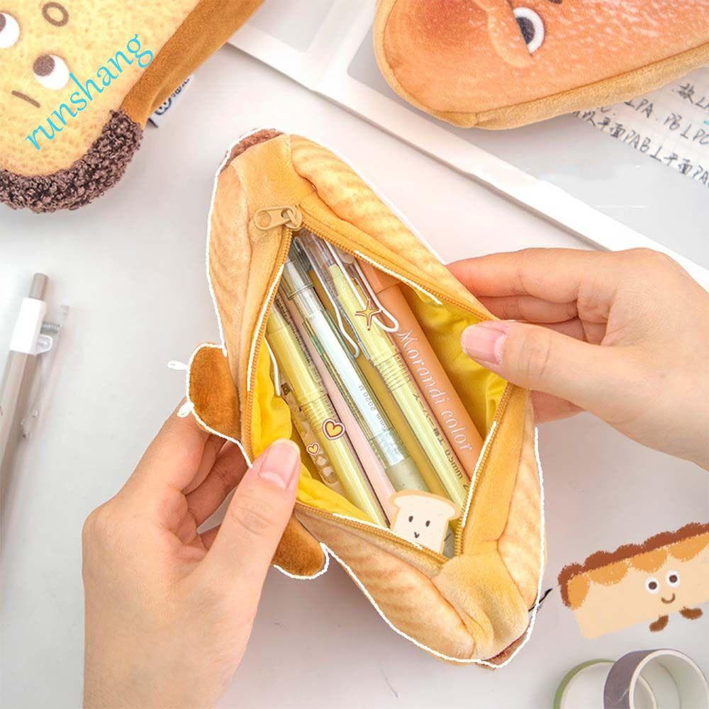 RUNSHANG Saco De Lápis De Pão Portátil Nivelado Dos Desenhos Animados Caneta Armazenamento Organizador De Viagem Estudan