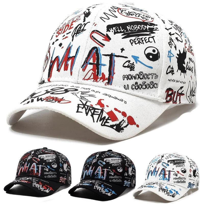 1 boné de beisebol unissex com estampa de graffiti, ajustável, com proteção solar, casual ZNUY J1FL