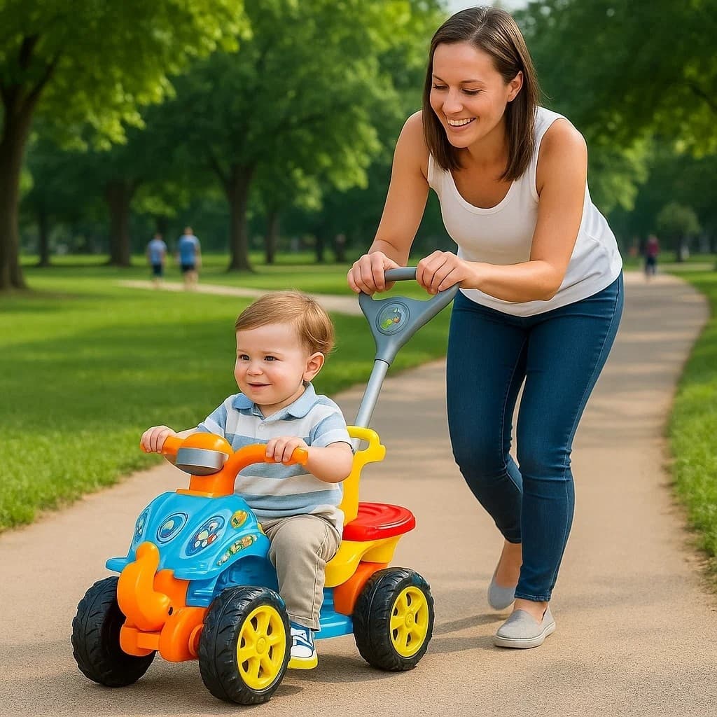 Quadriciclo Infantil 2 em 1 Passeio e Pedal com Haste Guia
