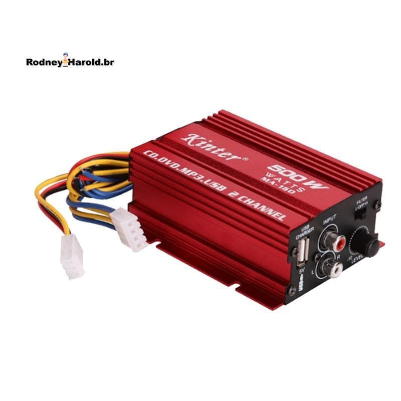 🎀Amplificador De Áudio Para Carro Cabo 12V 2 Canais Mini Estéreo Amp Subwoofer Porta USB Mp3