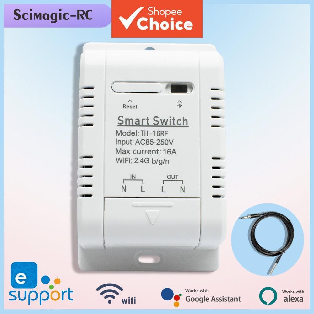 Interruptor Inteligente EWelink TH16 16A Termostato Monitoramento de Temperatura Interruptor WiFi Controle Wireless