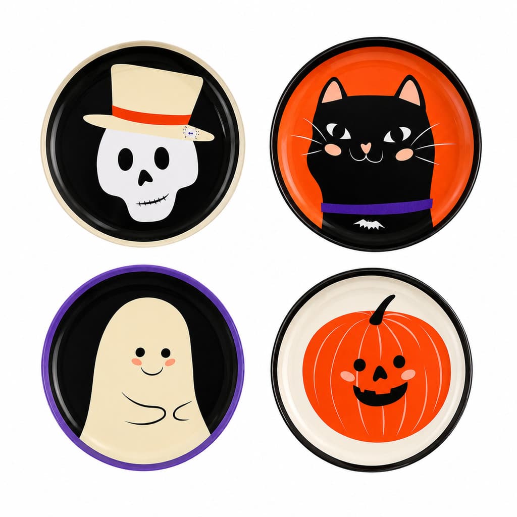Prato Halloween Melamina 20cm Decorado Festa Infantil Temática Sobremesa Escola