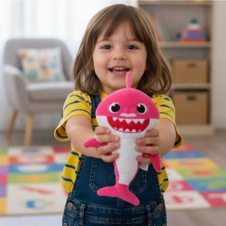 Pelúcia baby shark tubarão pink