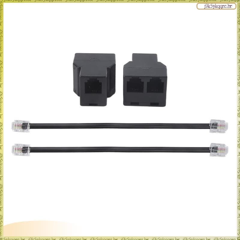 [Elqn] 2 Pcs RJ11 Divisor De Cabo De Telefone De 15 Cm 6P4C 2 Portas Adaptador Fácil Instalação