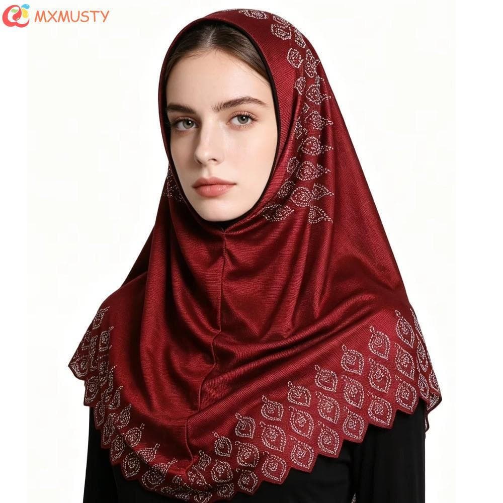MXMUSTYZA Eid Al-Fitr Turbante Longo , Lenço De Cabeça Árabe Ajustável De Cor Sólida , Envoltório Hijab Respirável