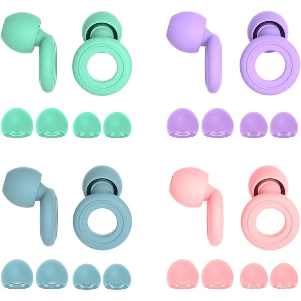 Pacote com 4 Protetores Auriculares de Silicone Reutilizáveis para Dormir, Protetores Auriculares com Redução de Ruído d