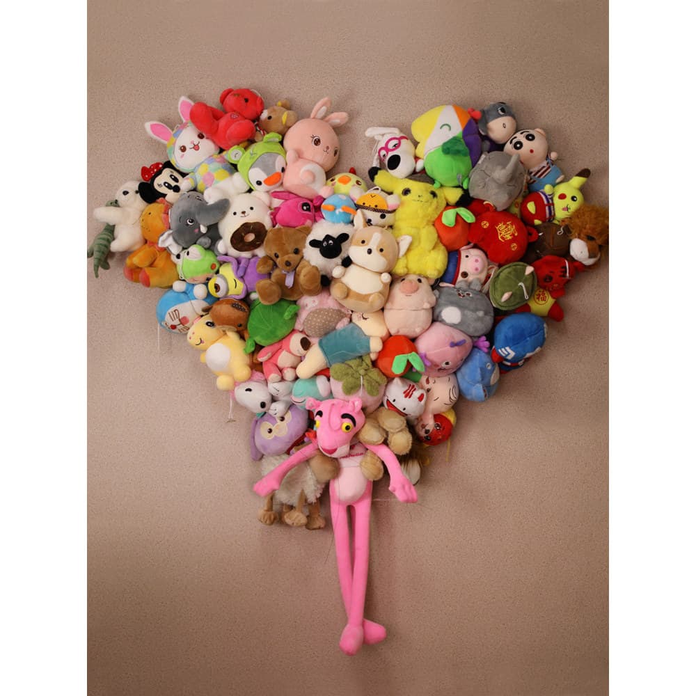 Rack de boneca em forma de coração, pendurado na parede, grade fixa, foto, parede, brinquedo de pelúcia, armazenamento d