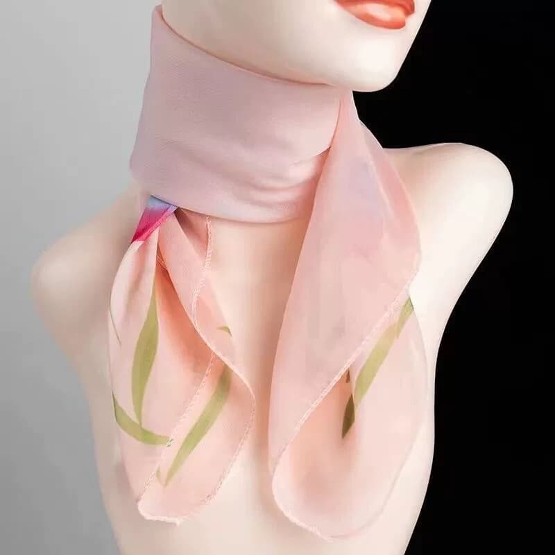 Capa cicatrizes lenços de seda moda verão Chiffon gelo seda temperamento All-Match pescoço proteção solar viagem foto D