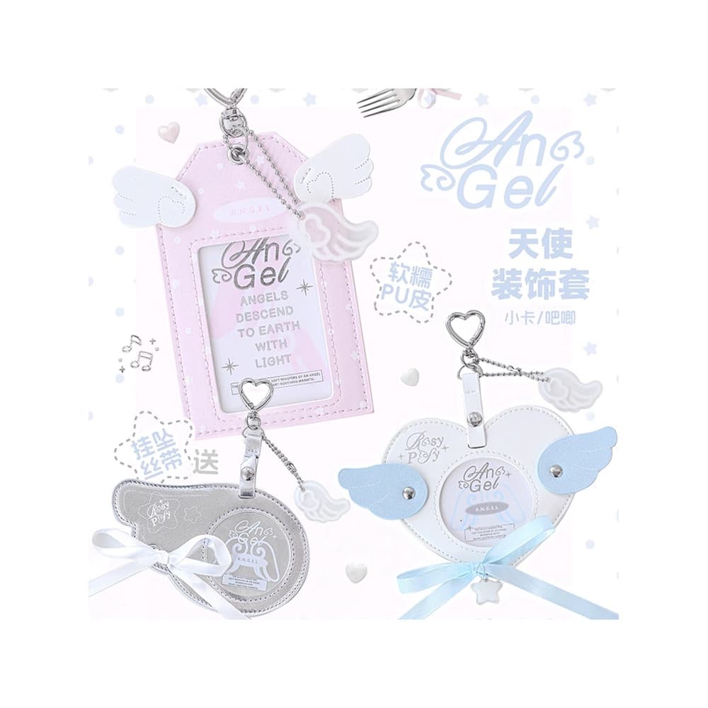 RosyPosy Conjunto macio porta-cartões de anjo Star Chasing Campus Porta-cartões Cartão de refeição Cartão fotográfico Su