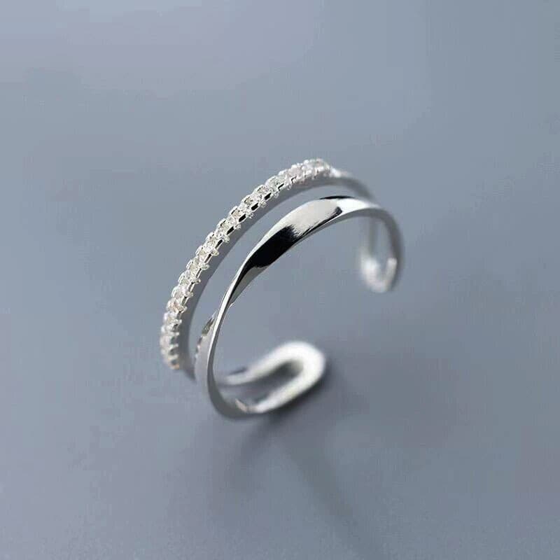 Anel simples de zircônia, feito de prata esterlina S925, joia elegante, um presente de casamento para mulheres FIHG RCEX
