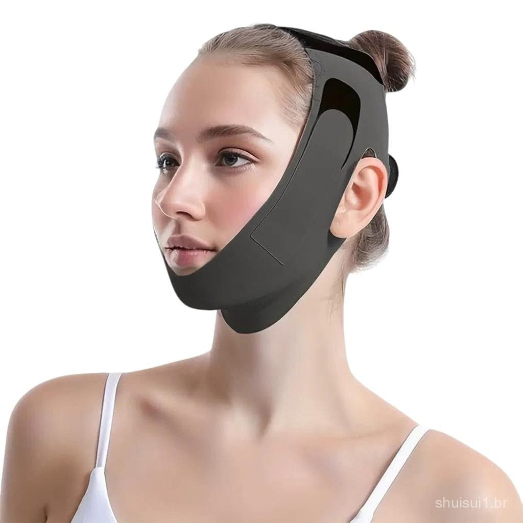 Máscara de Lifting V-Line para Dormir - Modelador de Mandíbula Ajustável com Grafeno e Conforto com Abertura para as Ore