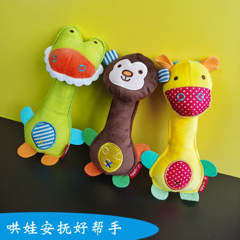 Bebê recém-nascido chocalho sino 3-6 meses de pelúcia mão agarrar vara bebê aperto mordedor calmante brinquedos educativ